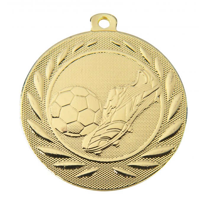 GOLD FOOTBALL - BOOT & BALL 50MM MEDAL ***SPECIAL OFFER 50% OFF RIBBON PRICE***